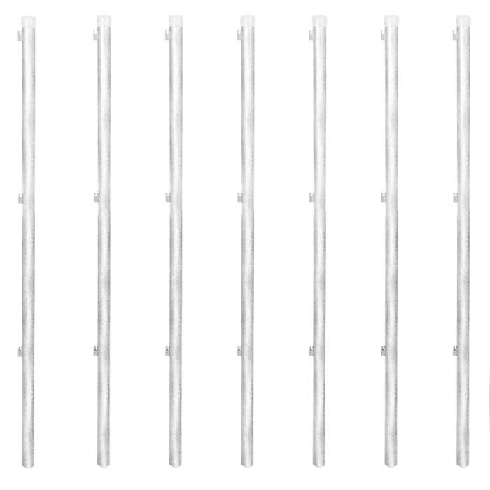 Recinzione in Rete con Pali in Acciaio Zincato 15x1,25m Argento 141496