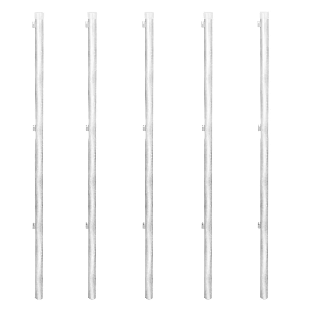 Recinzione a Rete con Pali e Spuntoni Acciaio Zincato 15x0,8 m 141502