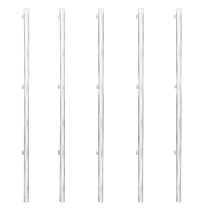 Recinzione a Rete con Pali e Spuntoni Acciaio Zincato 15x0,8 m 141502