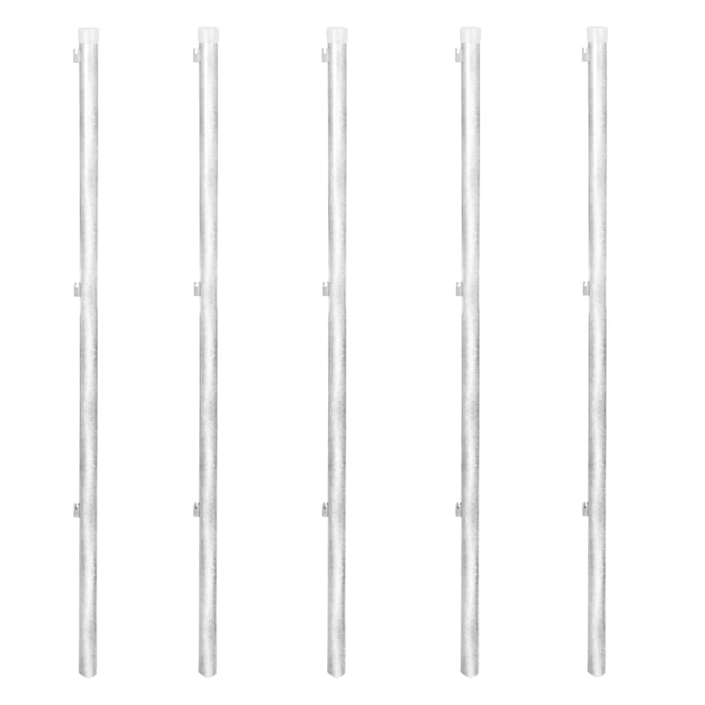 Recinzione a Rete con Pali e Spuntoni Acciaio Zincato 15x1,5 m 141505