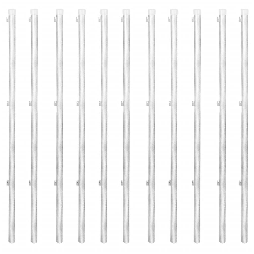 Recinzione a Rete con Pali e Spuntoni Acciaio Zincato 25x0,8 m 141506