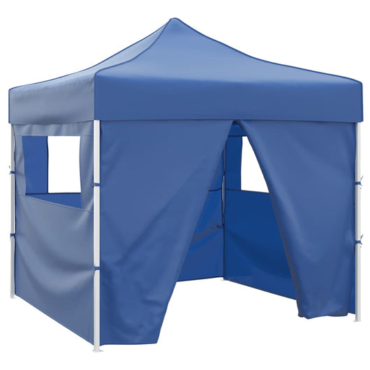 Tenda Pieghevole Blu 3 x 3 m con 4 Pareti 41466