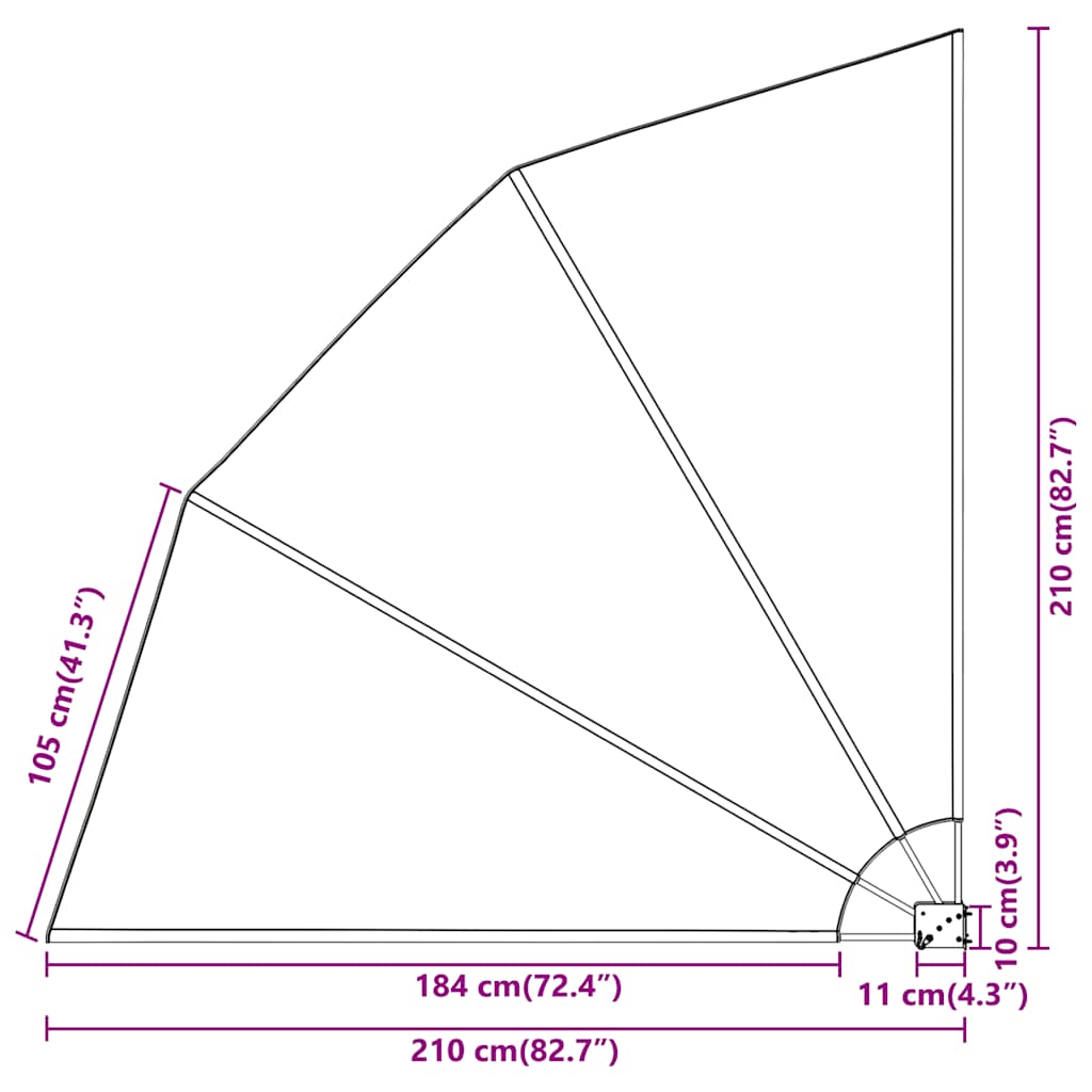 Tenda Laterale per Balcone Pieghevole Grigio 210x210 cm 41573