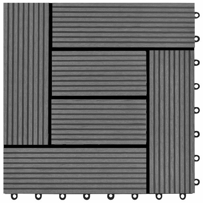 Piastrella per Decking 11 pcs Grigio 30 x 30 cm WPC 42046661