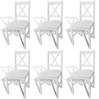 Sedie da Pranzo 6 pz Bianche in Legno di Pino cod mxl 53768