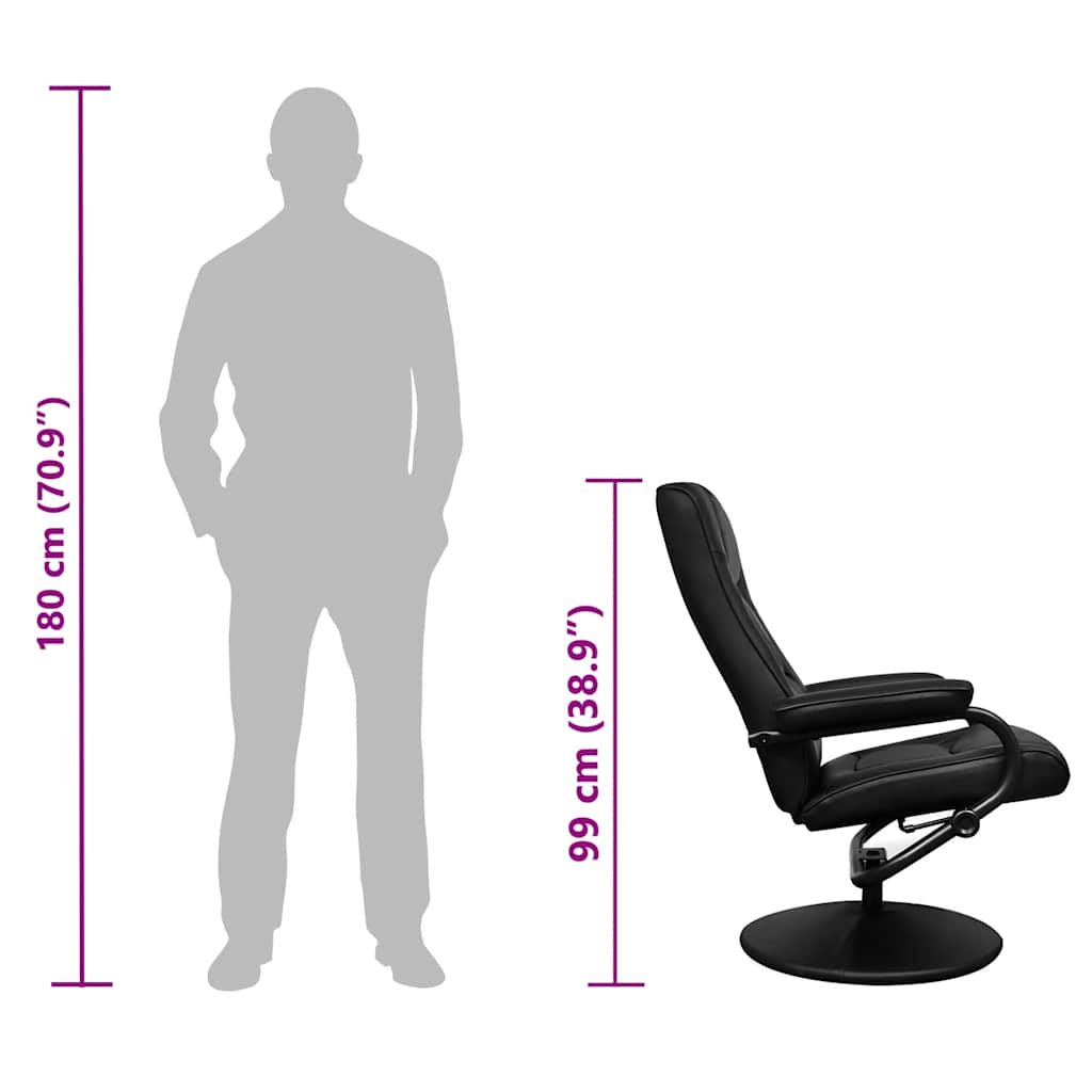 Poltrona TV con Poggiapiedi Nera in Similpelle 241535
