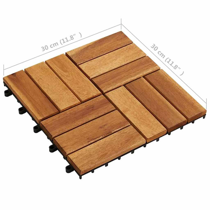 Set 10 Piastrelle in legno di acacia per pavimento 30 x 30 cm 41585