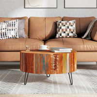 Tavolino da CaffÃ¨ in Legno Massello di Recupero Rotondo  cod mxl 19839