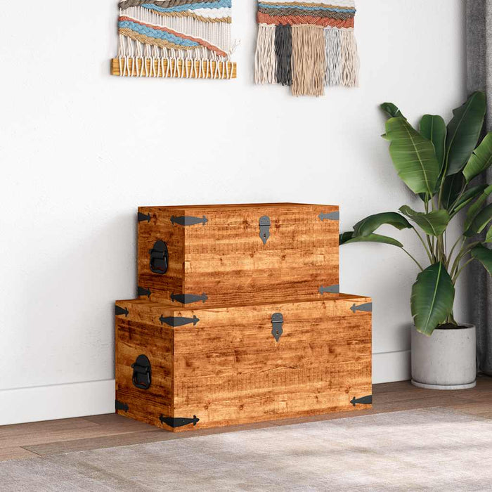 Casse di Stoccaggio 2 pz in Legno Ruvido di Mango  cod mxl 48501