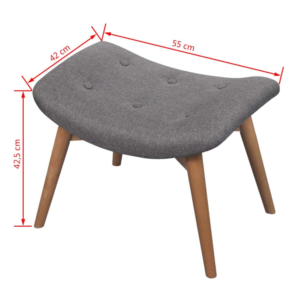 Poltrona con Poggiapiedi Grigia in Tessuto 241673