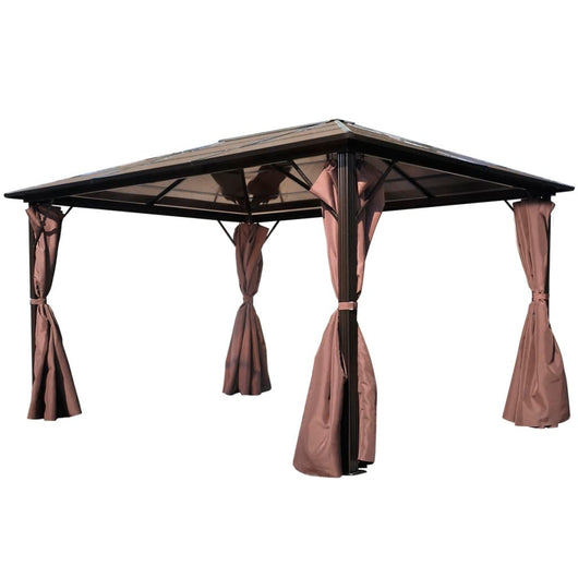 Gazebo con Tenda Marrone in Alluminio 400 x 300 cm 41626