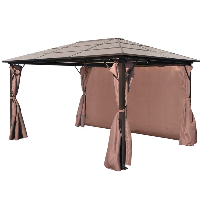 Gazebo con Tenda Marrone in Alluminio 400 x 300 cm 41626