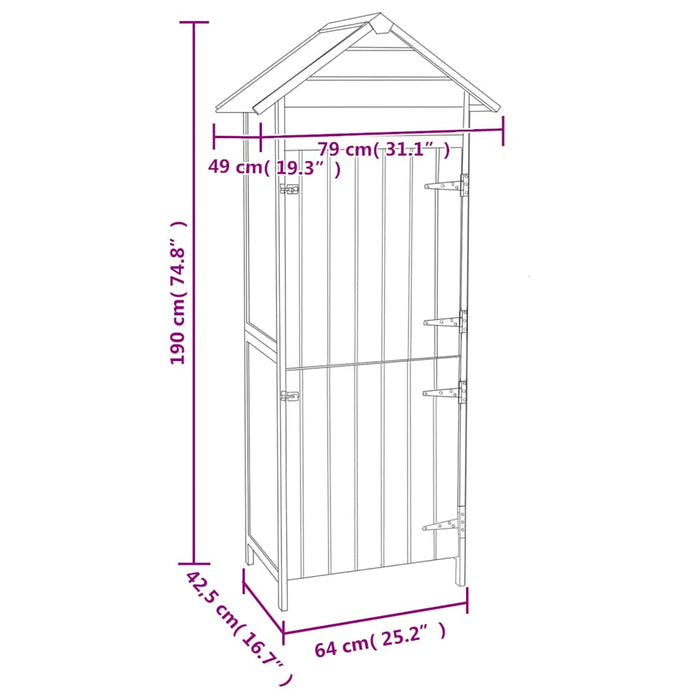 Armadietto da Giardino Marrone 42,5x64x190 cm 41650
