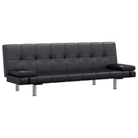 Divano Letto con 2 Cuscini-Sofa Letto-Daybed in Similpelle Regolabile Nero