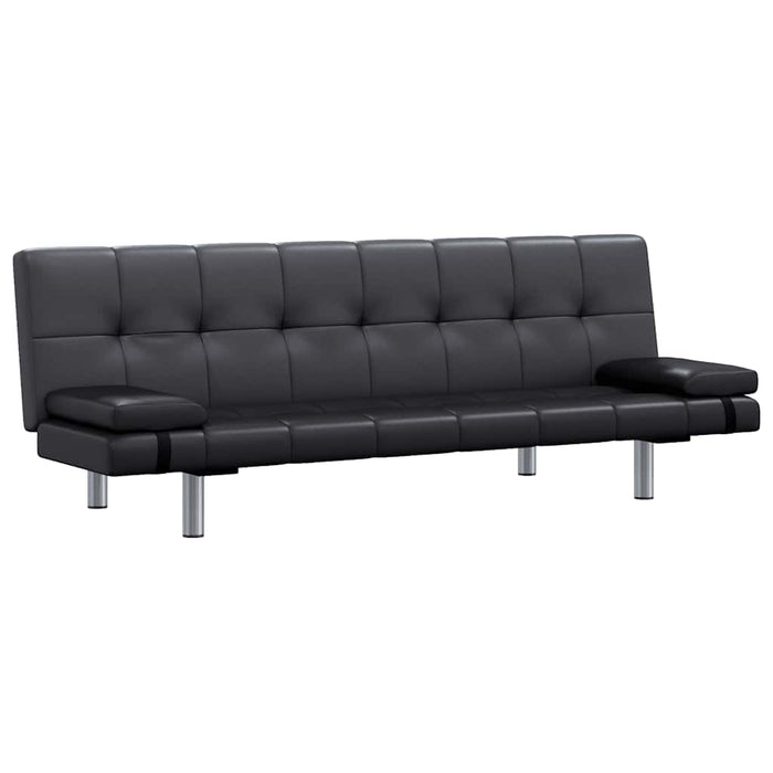 Divano Letto con 2 Cuscini-Sofa Letto-Daybed in Similpelle Regolabile Nero