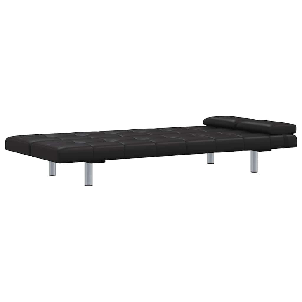 Divano Letto con 2 Cuscini-Sofa Letto-Daybed in Similpelle Regolabile Nero
