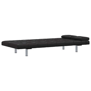 Divano Letto con 2 Cuscini-Sofa Letto-Daybed in Similpelle Regolabile Nero