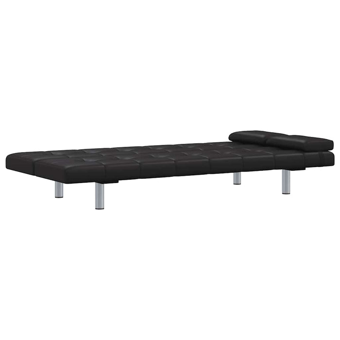 Divano Letto con 2 Cuscini-Sofa Letto-Daybed in Similpelle Regolabile Nero