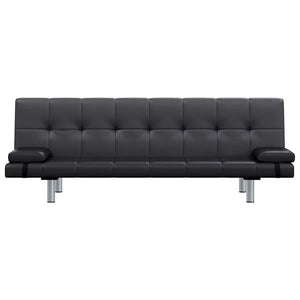 Divano Letto con 2 Cuscini in Similpelle Regolabile Nero 241722