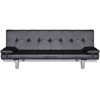 Divano letto regolabile con due cuscini in ecopelle nera 02_0020589