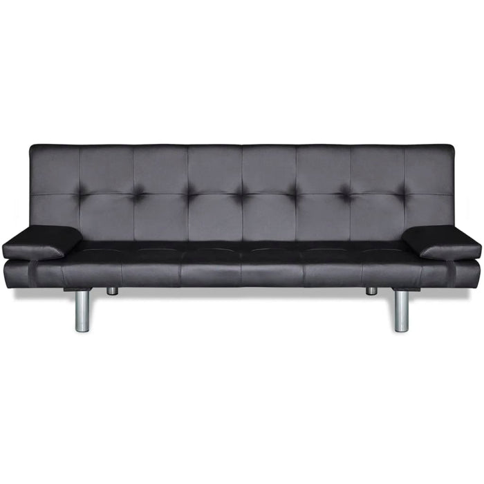 Divano letto regolabile con due cuscini in ecopelle nera 02_0020589