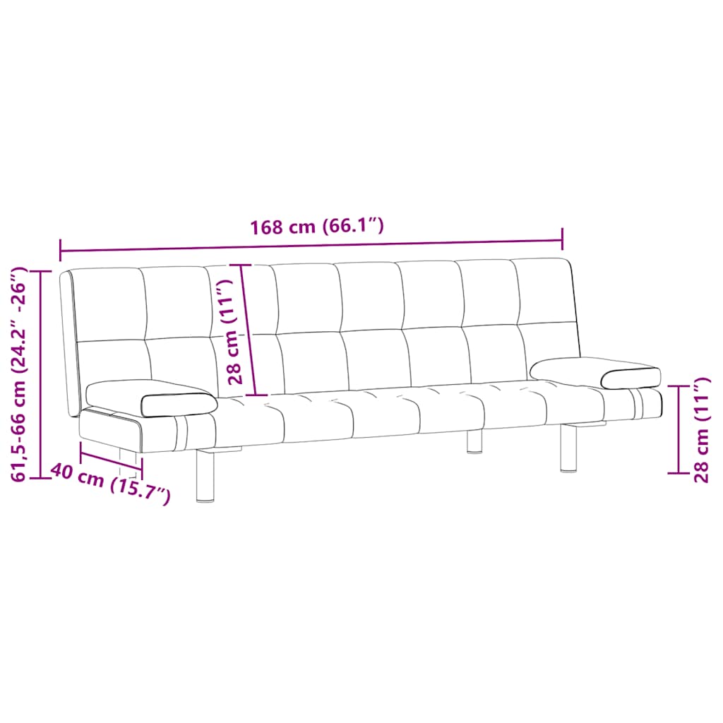 Divano Letto con 2 Cuscini-Sofa Letto-Daybed in Similpelle Regolabile Nero