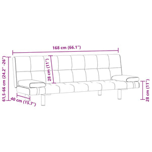 Divano Letto con 2 Cuscini-Sofa Letto-Daybed in Similpelle Regolabile Nero