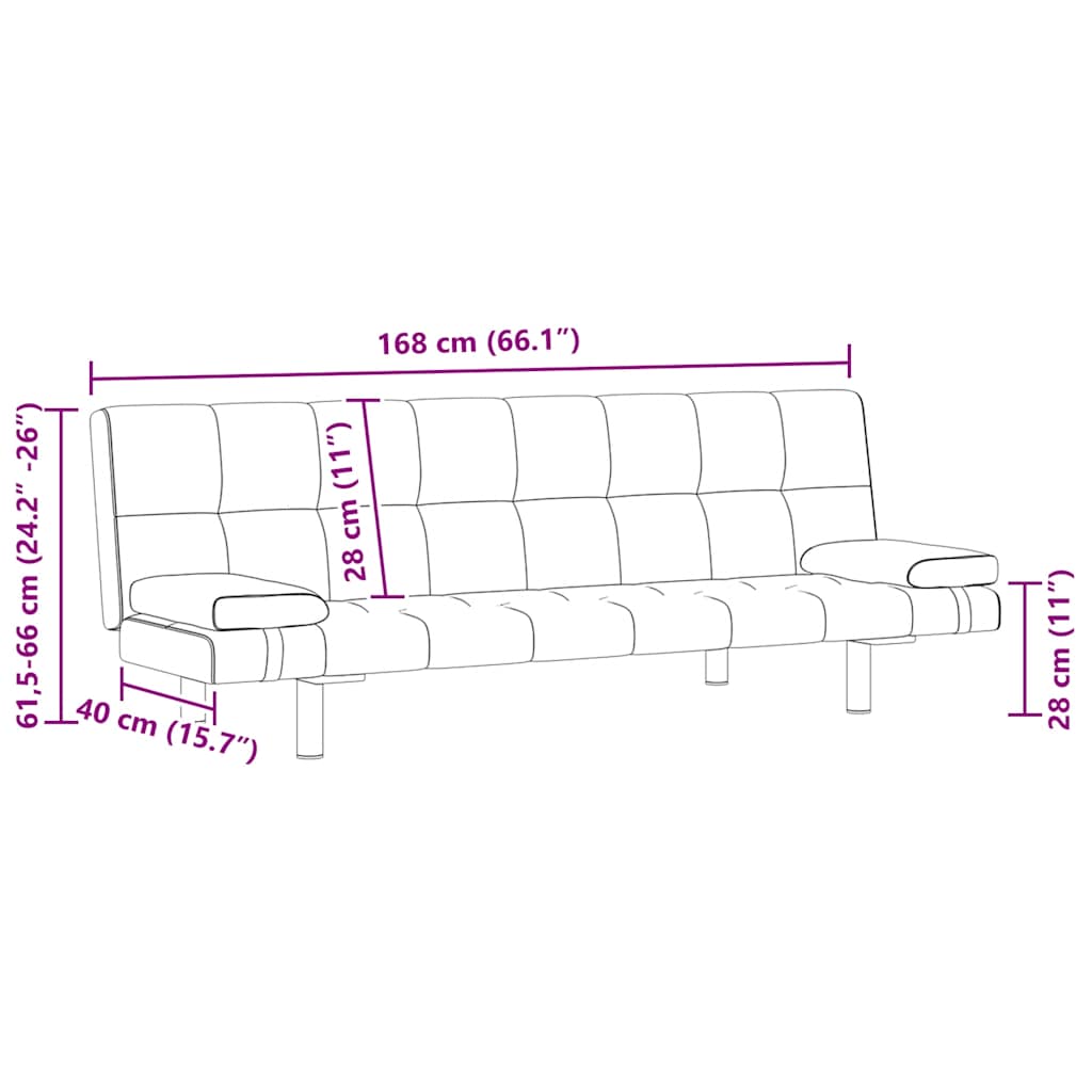 Divano Letto con 2 Cuscini in Similpelle Regolabile Nero