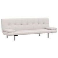 Divano Letto con 2 Cuscini Similpelle Regolabile Bianco Crema 241723
