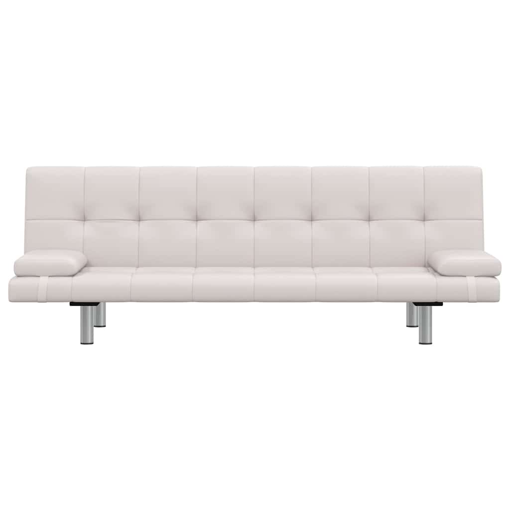 Divano Letto con 2 Cuscini Similpelle Regolabile Bianco Crema 241723