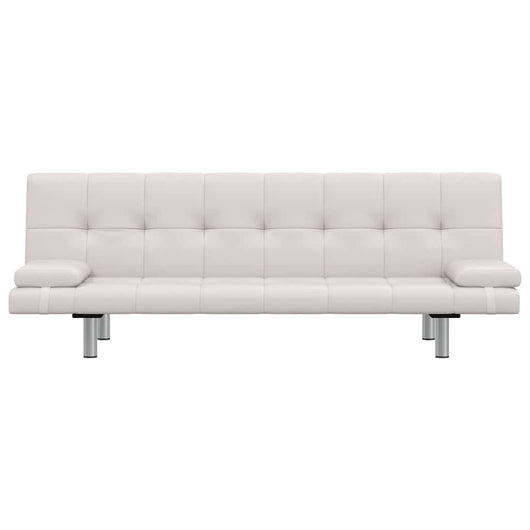 Divano Letto con 2 Cuscini Similpelle Regolabile Bianco Crema  cod mxl 7784