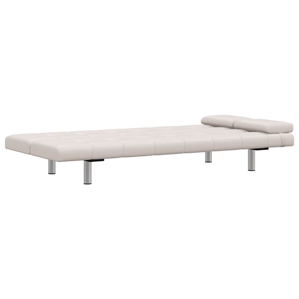 Divano Letto con 2 Cuscini Similpelle Regolabile Bianco Crema 241723
