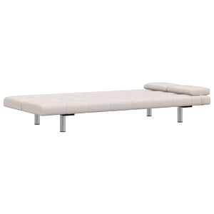 Divano Letto con 2 Cuscini Similpelle Regolabile Bianco Crema 241723