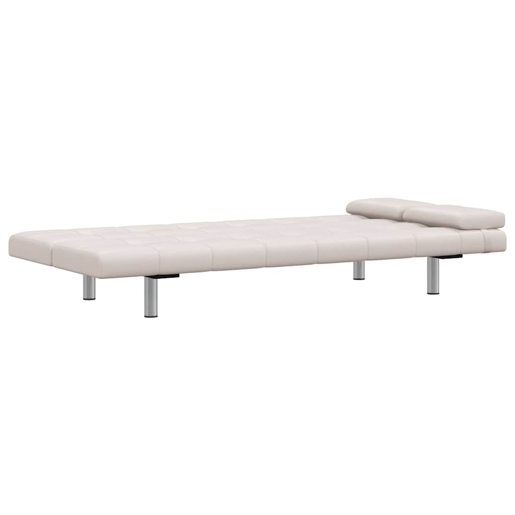 Divano Letto con 2 Cuscini Similpelle Regolabile Bianco Crema  cod mxl 7784
