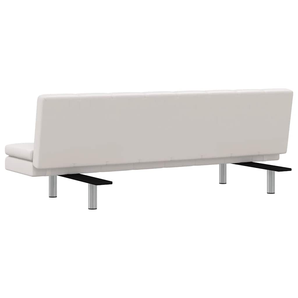 Divano Letto con 2 Cuscini-Sofa Letto-Daybed Similpelle Regolabile Bianco Crema