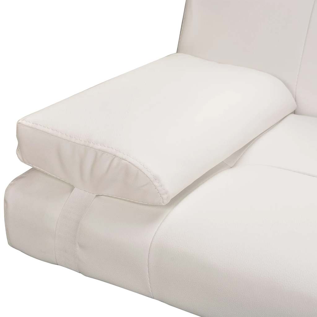Divano Letto con 2 Cuscini-Sofa Letto-Daybed Similpelle Regolabile Bianco Crema