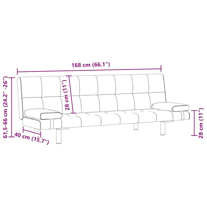 Divano Letto con 2 Cuscini Similpelle Regolabile Bianco Crema 241723