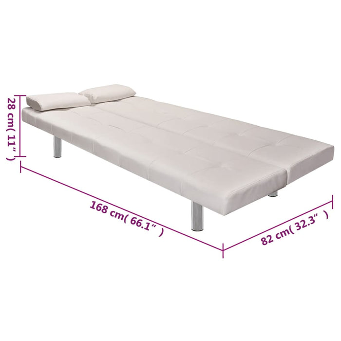 Divano letto regolabile con due cuscini in ecopelle bianco panna 02_0019535