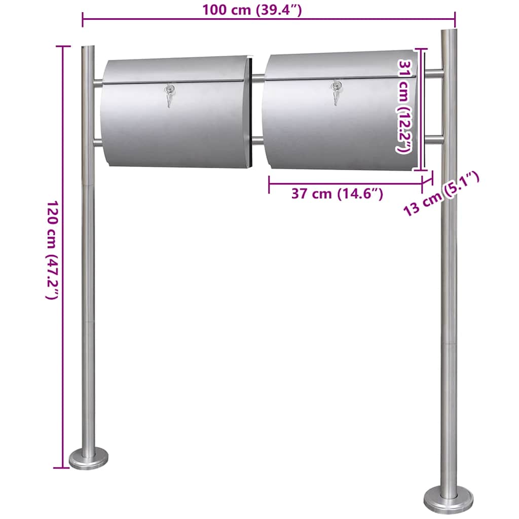 Casetta della Posta Doppia con Supporto in Acciaio Inox 271748