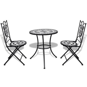 Set da Bistrot 3 pz in Piastrelle di Ceramica Nero e Bianco 271772
