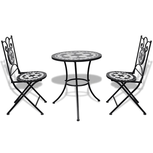 Set da Bistrot 3 pz in Piastrelle di Ceramica Nero e Bianco 271772