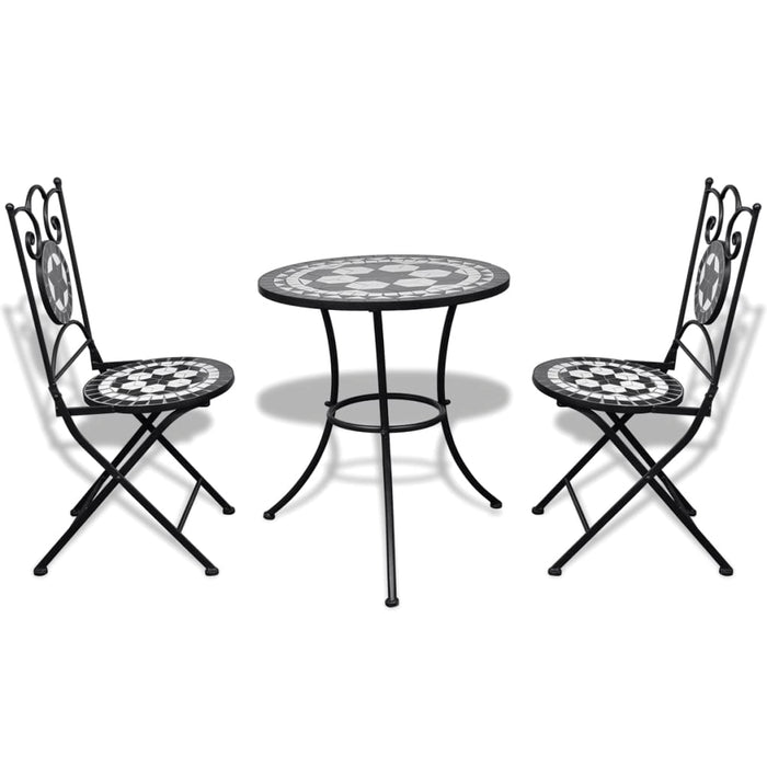 Set da Bistrot 3 pz in Piastrelle di Ceramica Nero e Bianco 271772