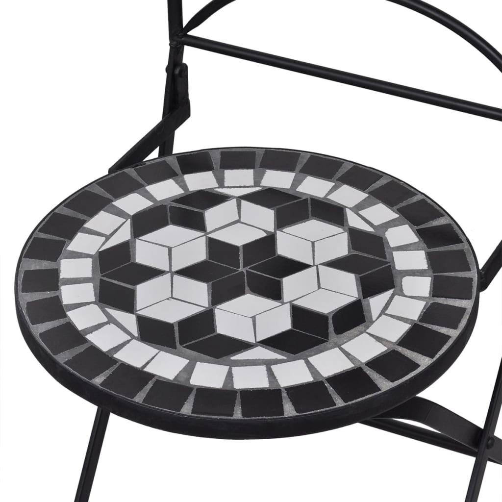 Set da Bistrot 3 pz in Piastrelle di Ceramica Nero e Bianco 271772