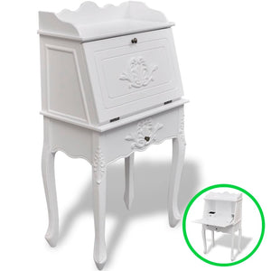 Scrivania tavolo postazione computer mobile studio in stile francese legno bianco 02_0023780