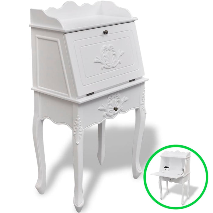 Scrivania tavolo postazione computer mobile studio in stile francese legno bianco 02_0023780