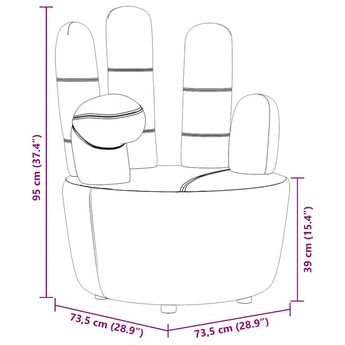 Poltrona a Forma di Mano Grigia in Velluto 241731