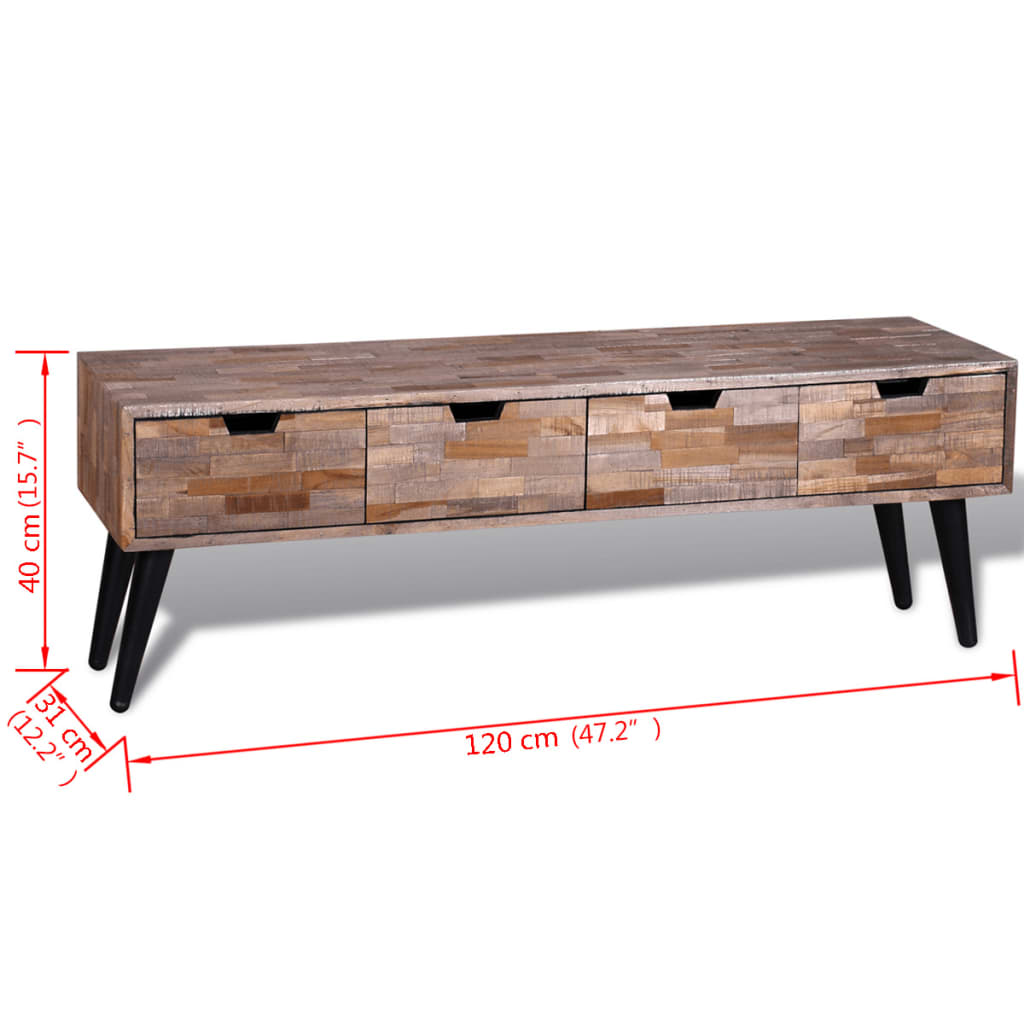 Consolle TV con 4 Cassetti in Legno di Recupero di Teak 241710