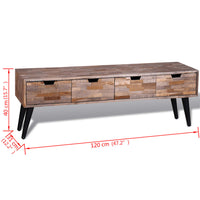 Consolle TV con 4 Cassetti in Legno di Recupero di Teak 241710
