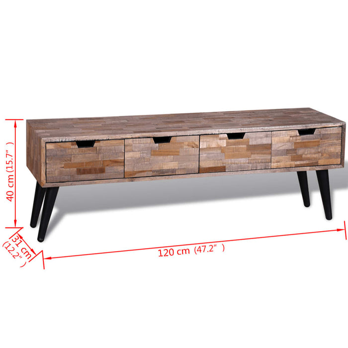 Consolle TV con 4 Cassetti in Legno di Recupero di Teak 241710