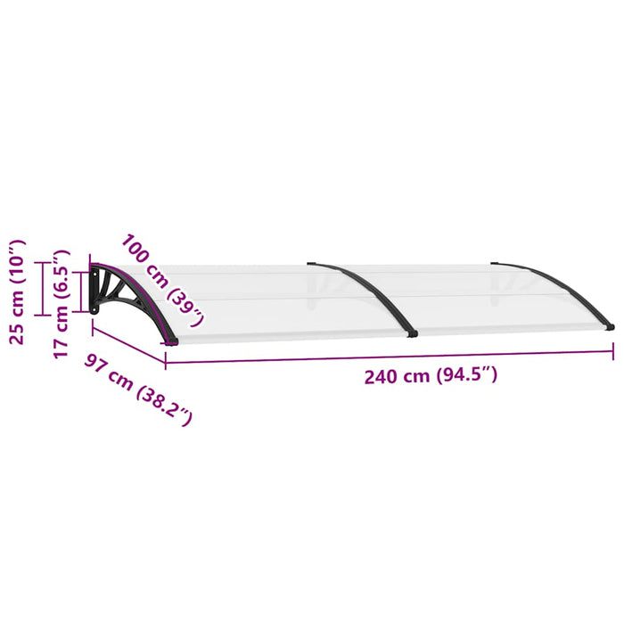 Pensilina per Porte 240x100 cm in PC 141760